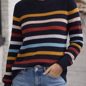 LOFT Striped Sweater Women Medium Multicolor Cozy Fall Knit Casual Chic